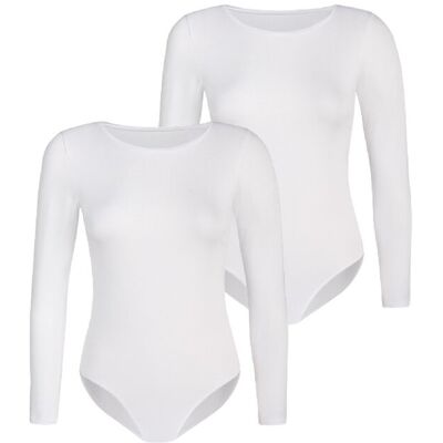 Teyli 2 Pack Body damskie klasyczne Longy Białe Teyli 2 Pack Body damskie klasyczne Longy Białe
