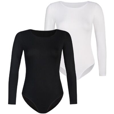 Teyli 2 Pack Body damskie klasyczne Longy Czarne/Białe Teyli 2 Pack Body damskie klasyczne Longy Czarne/Białe