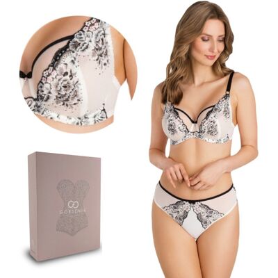 Biustonosz miękki na drutach K840 Gorsenia BLACK-WHITE czarny biały 65H Biustonosz miękki na drutach K840 Gorsenia BLACK-WHITE czarny biały 65H