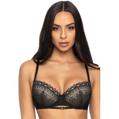 MAT Lingerie Biustonosz push-up czarno-beżowy Marion M-3539/11-65C MAT Lingerie Biustonosz push-up czarno-beżowy Marion M-3539/11-65C
