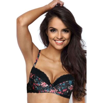 MAT Lingerie Biustonosz push-up czarno-różowy Clarie M-3155/11-75C MAT Lingerie Biustonosz push-up czarno-różowy Clarie M-3155/11-75C