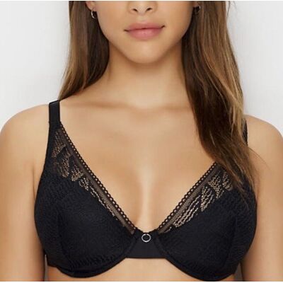 Chantelle biustonosz damski usztywniany czarny stanik koronkowy Erika 75G Chantelle biustonosz damski usztywniany czarny stanik koronkowy Erika 75G