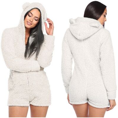 Onesies Ciepła piżama pluszowa z kapturem uszy kombinezon miękki ciepły S Onesies Ciepła piżama pluszowa z kapturem uszy kombinezon miękki ciepły S