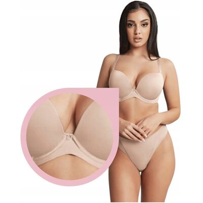 inna (Inny) Cleo Faith Biustonosz Plunge beżowy usztywniany gładki stanik - 36GG/80J inna (Inny) Cleo Faith Biustonosz Plunge beżowy usztywniany gładki stanik - 36GG/80J