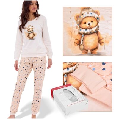 CORNETTE Piżama Damska SWEET BEAR 671/377 Bawełniana Beżowa Rozmiar XL CORNETTE Piżama Damska SWEET BEAR 671/377 Bawełniana Beżowa Rozmiar XL