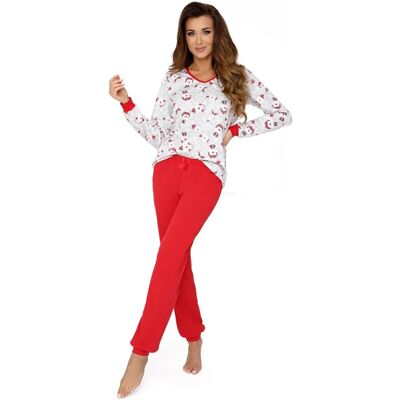 Donna Piżama Teddy 44 Ecru-Czerwony Donna Piżama Teddy 44 Ecru-Czerwony