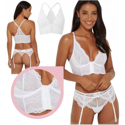 inna (Inny) Gossard Superboost Lace Deep V Bralette Biustonosz biały półgorset 32D/70D inna (Inny) Gossard Superboost Lace Deep V Bralette Biustonosz biały półgorset 32D/70D