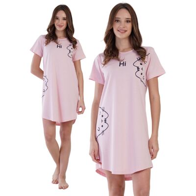 Koszula Nocna Vienetta bawełniana z krótkim rękawem XXL kot wygodna cienka Koszula Nocna Vienetta bawełniana z krótkim rękawem XXL kot wygodna cienka