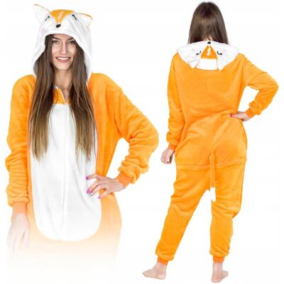 Inny producent Lisek kigurumi onesie piżama pomarańczowy kostium ciepły dres S Inny producent Lisek kigurumi onesie piżama pomarańczowy kostium ciepły dres S