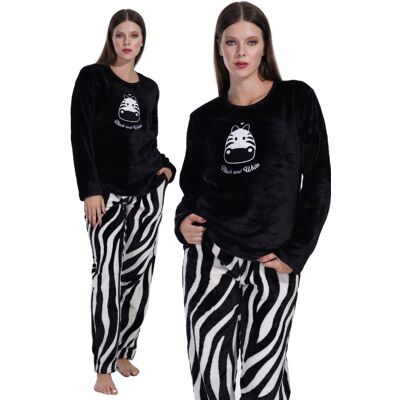 Vienetta Piżama Damska Na Zimę Pluszowa L 40 Ciepła Zebra Vienetta Piżama Damska Na Zimę Pluszowa L 40 Ciepła Zebra
