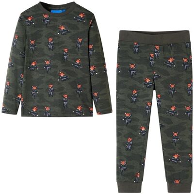 vidaXL Piżama dziecięca z długimi rękawami, khaki, 128 vidaXL Piżama dziecięca z długimi rękawami, khaki, 128