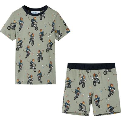 vidaXL Piżama dziecięca z krótkimi rękawami, jasne khaki, 104 vidaXL Piżama dziecięca z krótkimi rękawami, jasne khaki, 104