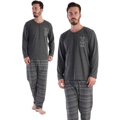 Piżama Męska bawełniana Vienetta 2XL duże rozmiary z długim rękawem zimowa Piżama Męska bawełniana Vienetta 2XL duże rozmiary z długim rękawem zimowa