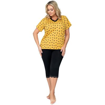 Donna Piżama Queen 3/4 Plus Size Musztardowy (Rozmiar 48) Donna Piżama Queen 3/4 Plus Size Musztardowy (Rozmiar 48)