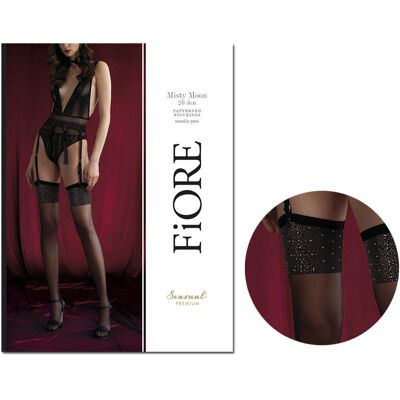 FiORE Pończochy Damskie Do Paska W Kropki Manszeta Black 3 FiORE Pończochy Damskie Do Paska W Kropki Manszeta Black 3