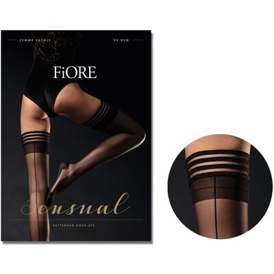 Pończochy Samonośne Ze Szwem Fiore 20 Den Black 3 Pończochy Samonośne Ze Szwem Fiore 20 Den Black 3