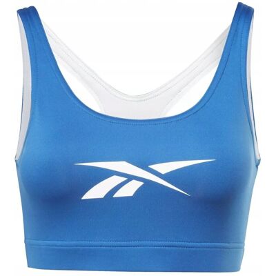 Reebok - STANIK SPORTOWY - WOR NEW BIG LOGO BRA HT6036 NIEBIESKI Reebok - STANIK SPORTOWY - WOR NEW BIG LOGO BRA HT6036 NIEBIESKI