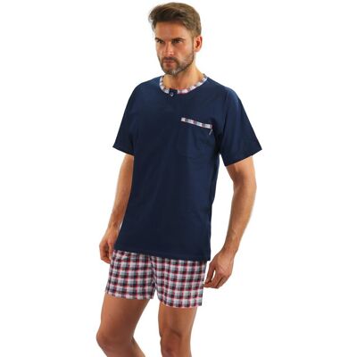 Sesto Senso, Piżama męska z krótkim rękawem, Jasiek, granatowa, rozmiar XL Sesto Senso, Piżama męska z krótkim rękawem, Jasiek, granatowa, rozmiar XL