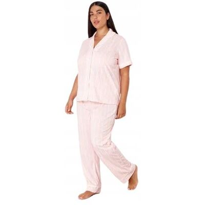 TRENDYOL RÓŻOWA BAWEŁNIANA PIŻAMA PLUS SIZE Z KOSZULOWĄ GÓRĄ 52 5AA TRENDYOL RÓŻOWA BAWEŁNIANA PIŻAMA PLUS SIZE Z KOSZULOWĄ GÓRĄ 52 5AA