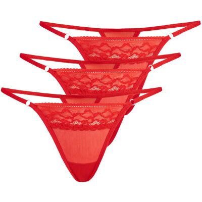 Wielopak Stringi paski z koronką Erori czerwone, Teyli Wielopak Stringi paski z koronką Erori czerwone, Teyli