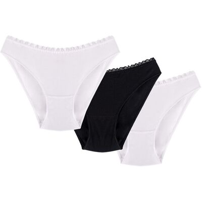 Inny producent Wol-Bar Soft Cute 3-pak biały-biały-czarny M Majtki figi Inny producent Wol-Bar Soft Cute 3-pak biały-biały-czarny M Majtki figi