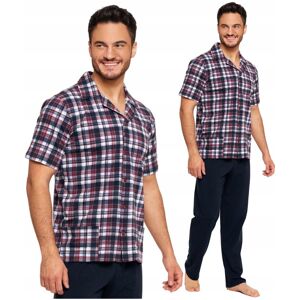 Piżama Męska Rozpinana Koszula w Kratę na Krótki Rękaw Wygodna MORAJ 4XL Piżama Męska Rozpinana Koszula w Kratę na Krótki Rękaw Wygodna MORAJ 4XL