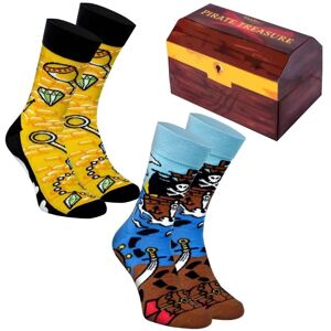Skarpetki Bawełniane Na Prezent Ciekawe Damskie Męskie Rainbow Socks Pirate Treasure Box 2 Pary 41-46 Skarpetki Bawełniane Na Prezent Ciekawe Damskie Męskie Rainbow Socks Pirate Treasure Box 2 Pary 41-46