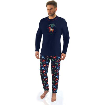 Bawełniana Świąteczna Piżama Męska Konik 2634-01 Sesto Senso-XXL Bawełniana Świąteczna Piżama Męska Konik 2634-01 Sesto Senso-XXL