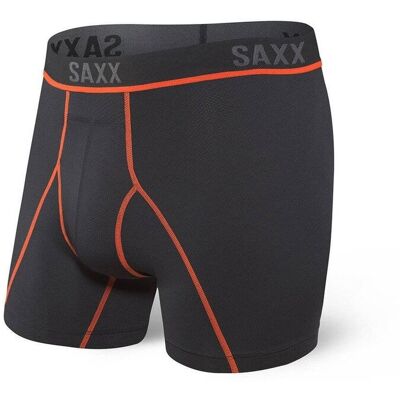 Bokserki do biegania/ bokserki męskie sportowe SAXX Kinetic HD Boxer Brief Black/Vermillion - S Bokserki do biegania/ bokserki męskie sportowe SAXX Kinetic HD Boxer Brief Black/Vermillion - S