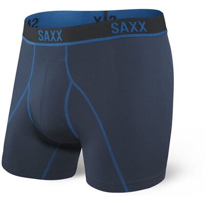 Bokserki do biegania/ bokserki męskie sportowe SAXX Kinetic HD Boxer Brief Navy/City Blue - Granatowy - S Bokserki do biegania/ bokserki męskie sportowe SAXX Kinetic HD Boxer Brief Navy/City Blue - Granatowy - S