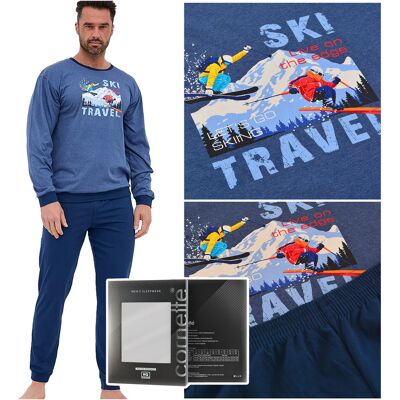 Cornette Piżama Męska Długi Rękaw Niebieska SKI Bawełna Rozmiar XXL Cornette Piżama Męska Długi Rękaw Niebieska SKI Bawełna Rozmiar XXL