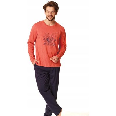 KEY Piżama męska bawełniana MNS 860 B22 XXL POMARA KEY Piżama męska bawełniana MNS 860 B22 XXL POMARA