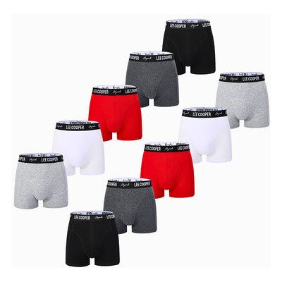 Lee Cooper Bokserki Męskie 10-pak, Bawełniane, Czarny, Szary, Biały, Czerwony, Rozmiar XXL Lee Cooper Bokserki Męskie 10-pak, Bawełniane, Czarny, Szary, Biały, Czerwony, Rozmiar XXL