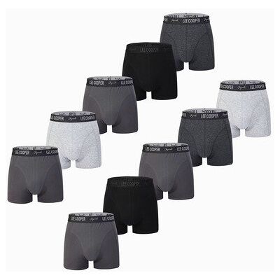 Lee Cooper Bokserki Męskie 10-pak, Bawełniane, Multi-Szare, Krój Hipster, Rozmiar 3XL Lee Cooper Bokserki Męskie 10-pak, Bawełniane, Multi-Szare, Krój Hipster, Rozmiar 3XL