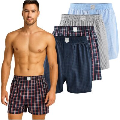 Lee Cooper Bokserki Męskie Luźne 4 sztuki Zestaw Bawełna Kratka Granat Rozmiar M Lee Cooper Bokserki Męskie Luźne 4 sztuki Zestaw Bawełna Kratka Granat Rozmiar M