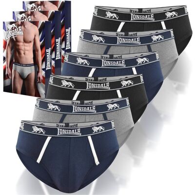 LONSDALE Slipy Męskie 6 sztuk Bawełna NAVY BLACK GREY Rozmiar M LONSDALE Slipy Męskie 6 sztuk Bawełna NAVY BLACK GREY Rozmiar M