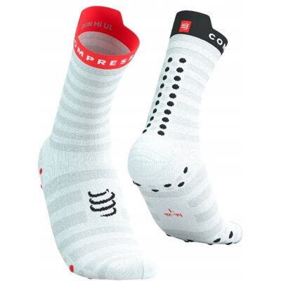 Skarpety COMPRESSPORT Pro Racing Socks v4 Ultralight Run High White/Fluo Red T4 45-48 Skarpety COMPRESSPORT Pro Racing Socks v4 Ultralight Run High White/Fluo Red T4 45-48
