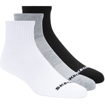 Skechers 3PPK Qtr Crew Socks S114235-BKWG, Kobieta/Mężczyzna, Skarpetki, Biały Skechers 3PPK Qtr Crew Socks S114235-BKWG, Kobieta/Mężczyzna, Skarpetki, Biały
