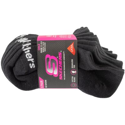 Skechers 6pk Girls Cotton Ns Socks S117880-BLK, Kobieta/Mężczyzna, Skarpetki, Czarny Skechers 6pk Girls Cotton Ns Socks S117880-BLK, Kobieta/Mężczyzna, Skarpetki, Czarny