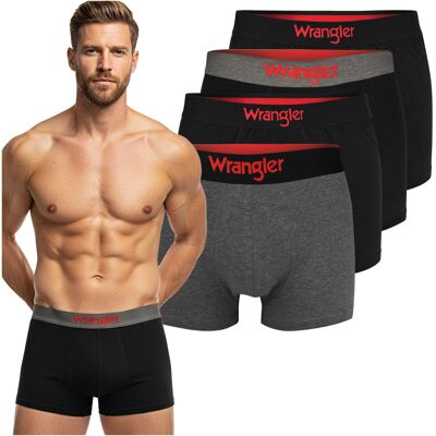 Wrangler Zestaw Bokserki Męskie 22055 Czarny Szary Bawełna 4 Sztuki Rozmiar XL Wrangler Zestaw Bokserki Męskie 22055 Czarny Szary Bawełna 4 Sztuki Rozmiar XL