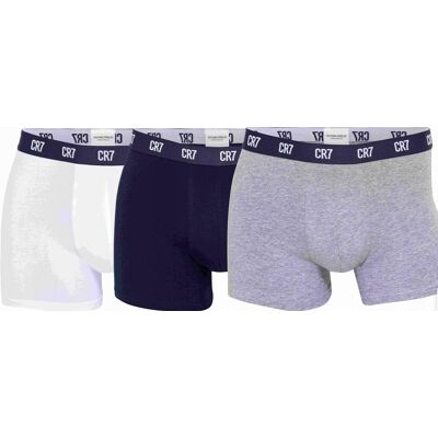 Cristiano Ronaldo Bokserki męskie CR7 Basic Trunk 3 pary grey melange/white/navy S Cristiano Ronaldo Bokserki męskie CR7 Basic Trunk 3 pary grey melange/white/navy S