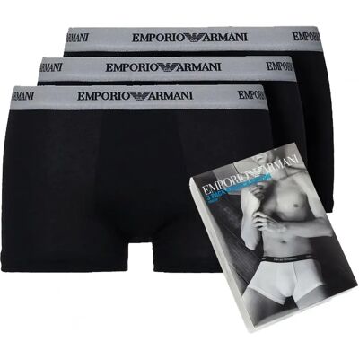 Giorgio Armani Emporio Armani Czarne Bokserki Majtki Męskie Stretch Trunk 3-Pack Xl Giorgio Armani Emporio Armani Czarne Bokserki Majtki Męskie Stretch Trunk 3-Pack Xl