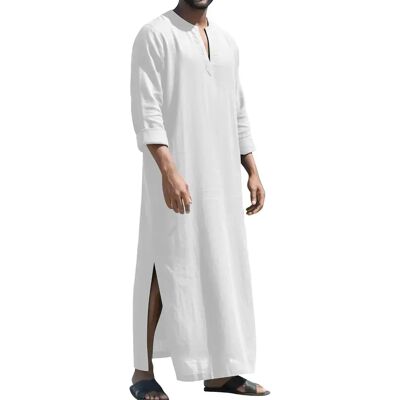 Inny producent Kaftan Męski Szlafrok Długi Rękaw Bawełna Len Uniwersalny Krój Jednolity Inny producent Kaftan Męski Szlafrok Długi Rękaw Bawełna Len Uniwersalny Krój Jednolity