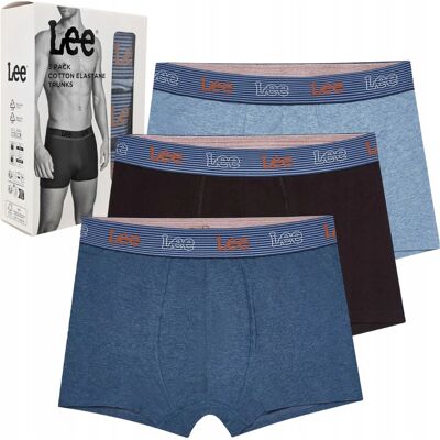 Lee Arjay Denim elastyczne bokserki męskie bawełniane majtki 3 sztuki S Lee Arjay Denim elastyczne bokserki męskie bawełniane majtki 3 sztuki S