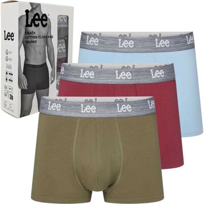 Lee Bentlee Olve/Raisin/Gray bokserki męskie bawełniane majtki 3 sztuki M Lee Bentlee Olve/Raisin/Gray bokserki męskie bawełniane majtki 3 sztuki M
