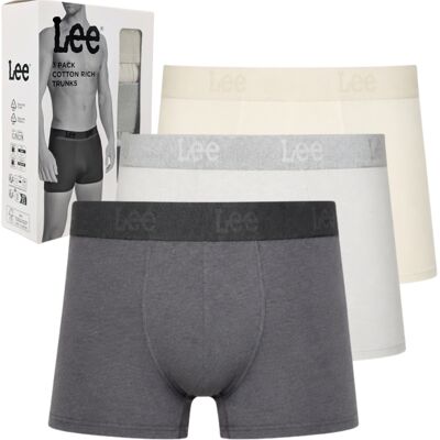 Lee Glennie Grey/Salina/Stone bokserki męskie bawełniane majtki 3 sztuki L Lee Glennie Grey/Salina/Stone bokserki męskie bawełniane majtki 3 sztuki L