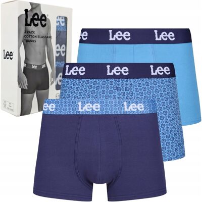Lee Laver Blue elastyczne bokserki męskie bawełniane majtki 3 sztuki S Lee Laver Blue elastyczne bokserki męskie bawełniane majtki 3 sztuki S