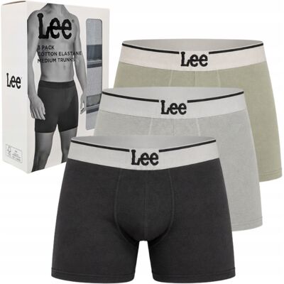 Lee Raymar Black/Green/Grey bokserki męskie bawełniane majtki 3 sztuki L Lee Raymar Black/Green/Grey bokserki męskie bawełniane majtki 3 sztuki L