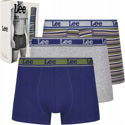 Lee Stone Blue/Yellow.Grey bokserki męskie bawełniane majtki 3 sztuki S Lee Stone Blue/Yellow.Grey bokserki męskie bawełniane majtki 3 sztuki S