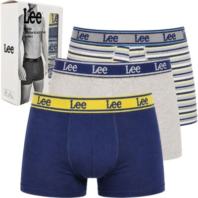 Lee Stone Blue/Yellow/Grey bokserki męskie bawełniane majtki 3 sztuki S Lee Stone Blue/Yellow/Grey bokserki męskie bawełniane majtki 3 sztuki S
